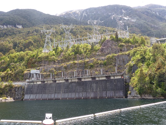 The point where water flows out of Lake Manapouri into the West Arm hydro-power station, Nov 2015 